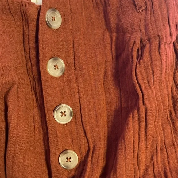 L* Space NWT Georgie Pant. Size L. 100%Cotton/ Gauze Texture. Side pockets. Rust - Picture 6 of 6